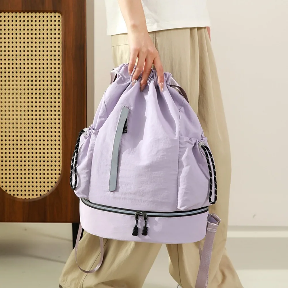 

Lightweight Drawstring Sports Bag with Reflective Strip Large Capacity Hiking Backpack Waterproof Adjustable Straps