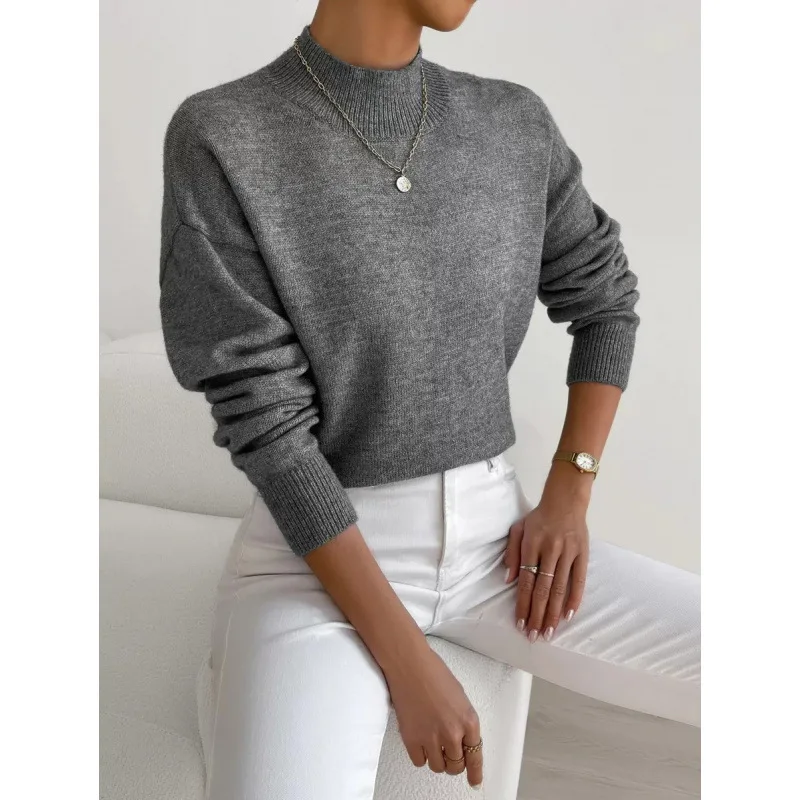 

Women's Ultra-Thin Knitted Sweater High Neck Half High Collar Turtleneck Knitwear Spring Season Fashion Casual Comfortable