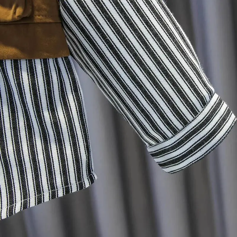 الأطفال الربيع مجموعة جديدة وسيم الأولاد الربط قميص طويل الأكمام + السراويل قطعتين مجموعة 90-140 سنتيمتر #3