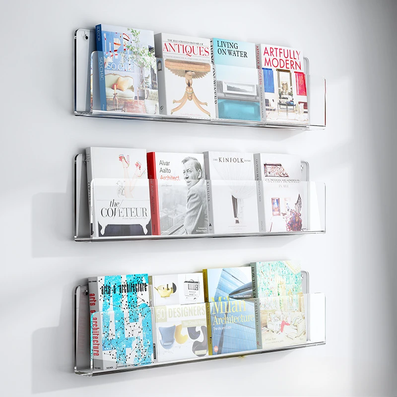 минималистичный стиль, витрина, задняя полка для дивана, книжная полка в общежитии, прозрачная однословная доска, стеллаж для журналов для книг с картинками