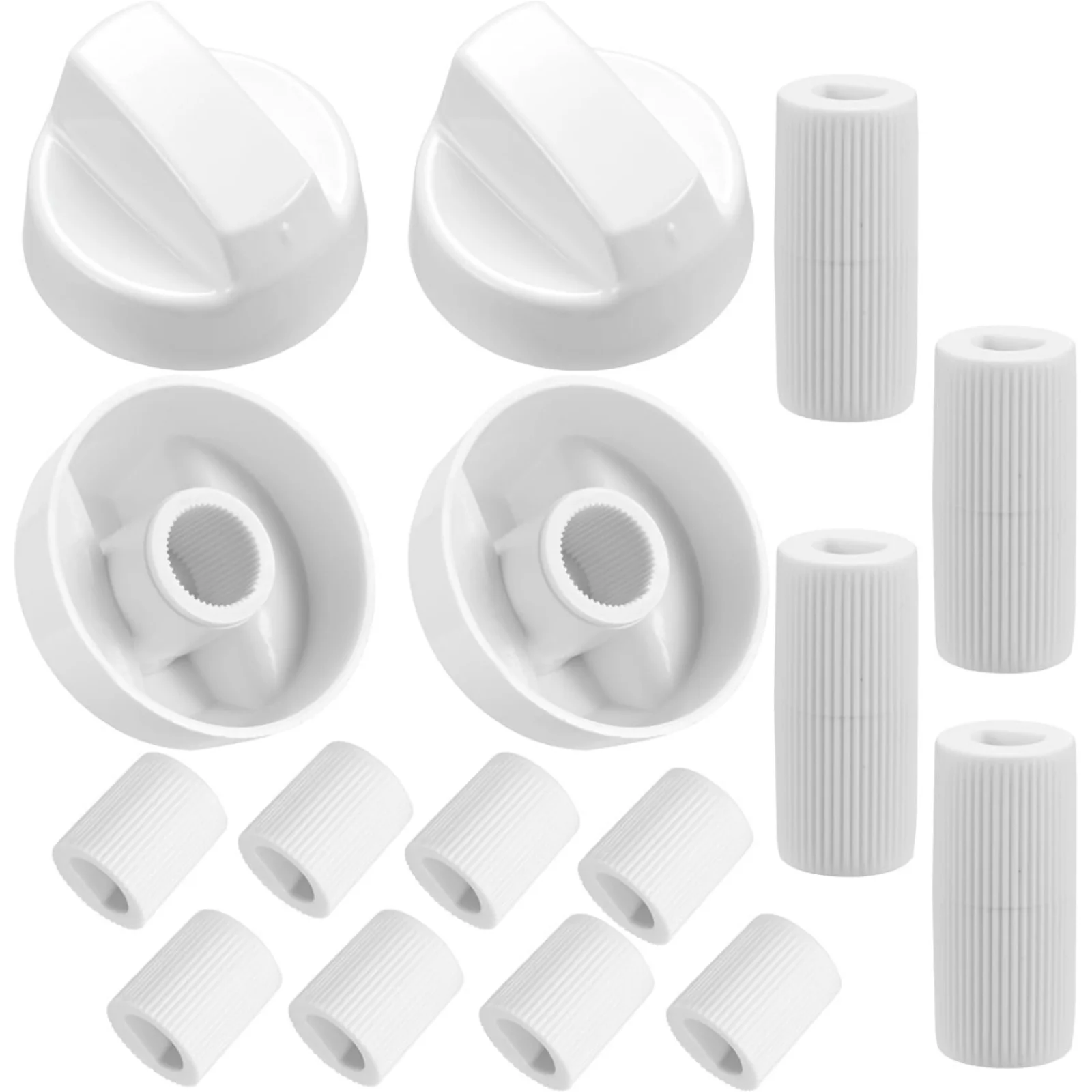 4Pcs Universal Stove Knobs with 12 Adapters White Control Knob Kit D Shaft 0.43
