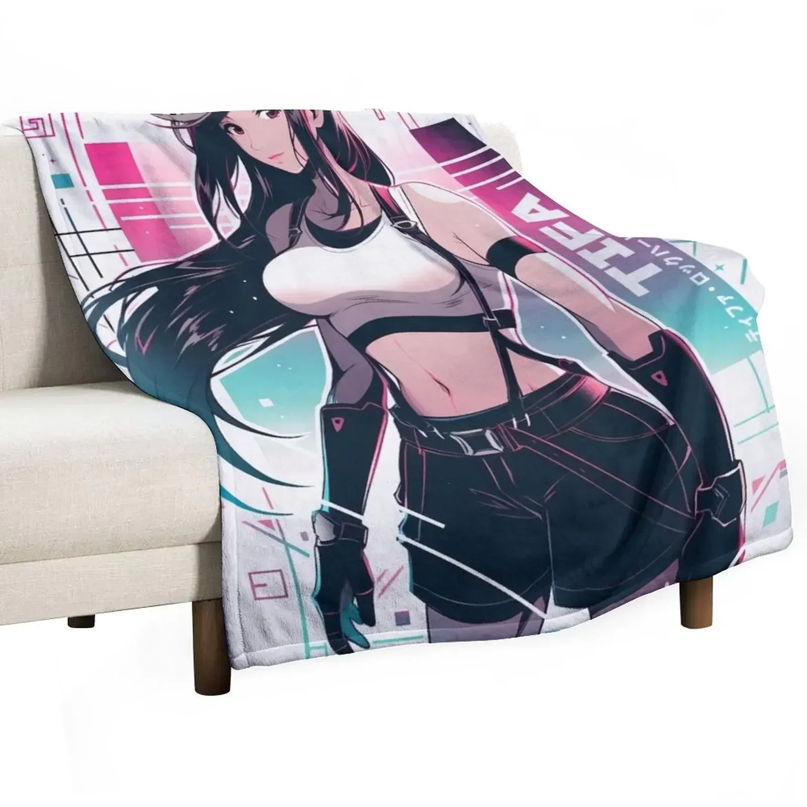 

Tifa Lockhart - Vaporwave Throw Blanket Sofa Quilt blankets and throws Comforter Hairy Blankets