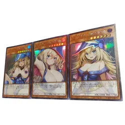 3pcs/set YuGiOh Black Magician Girl Animation Characters Self Made Refraction Flash Card Anime Classics Game Collection Card Toy