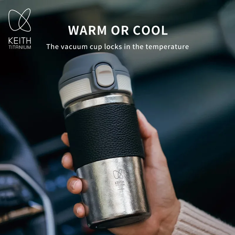 Keith Titanium Vacuum Coffee Cup Water Bottle Ultra-Light Double Wall Thermos Outdoor Camping Picnic Portable Water Mugs 360ml