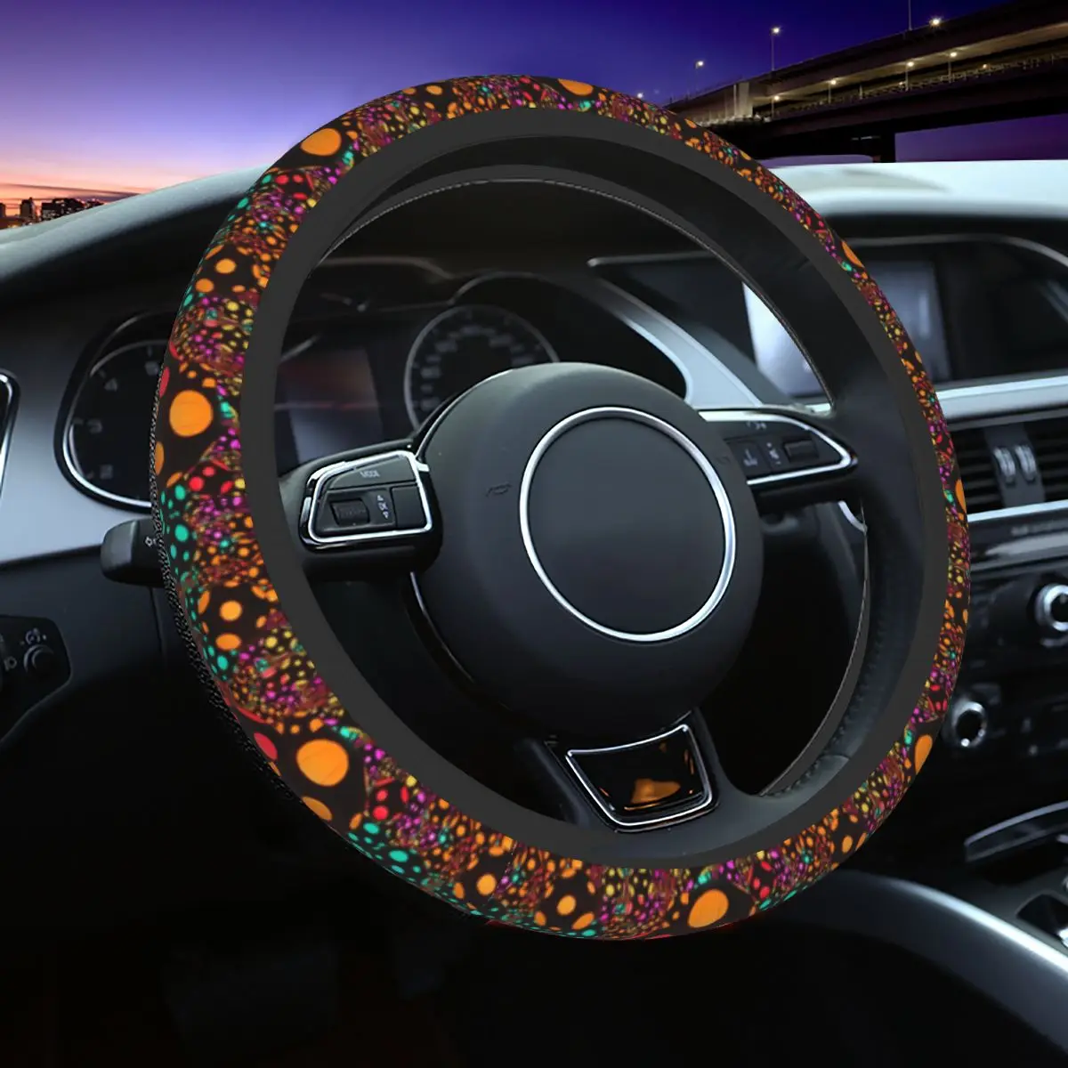 37-38 Car Steering Wheel Covers Yayoi Kusama Universal Light Ball Mystery Braid On The Steering Wheel Cover Auto Car Accessories