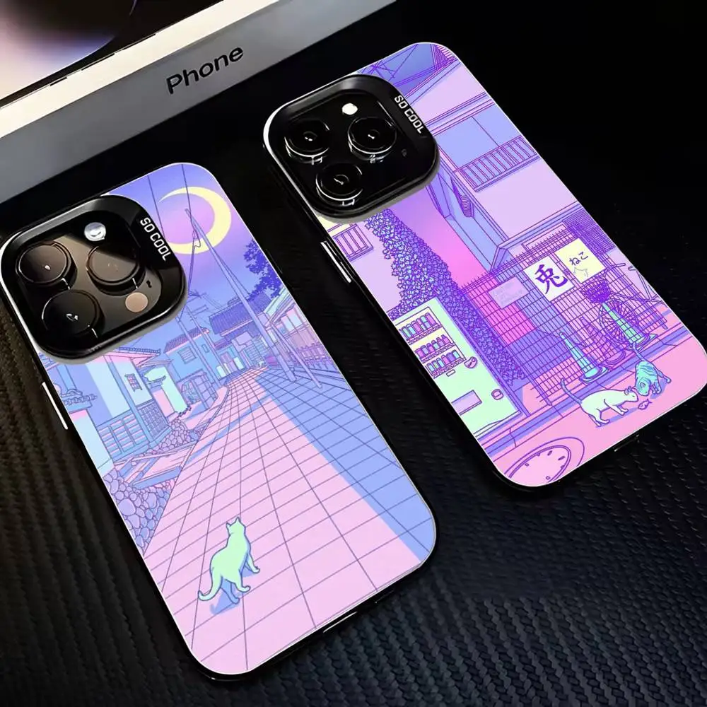 

Чехол для телефона Vaporwave для iPhone 17,16,15,14,13,12,11 Plus, Pro Max, черный матовый противоударный чехол