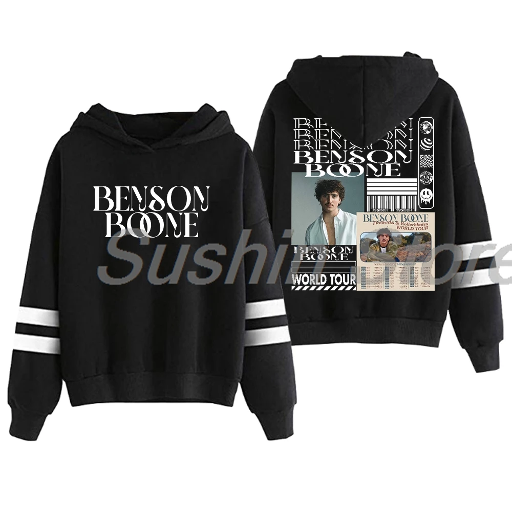 

Benson Boone Fireworks & Rollerblades Album Tour Hoodie Pocketless Parallel Bars Sleeve Streetwear Women Men Hooded Sweatshirt