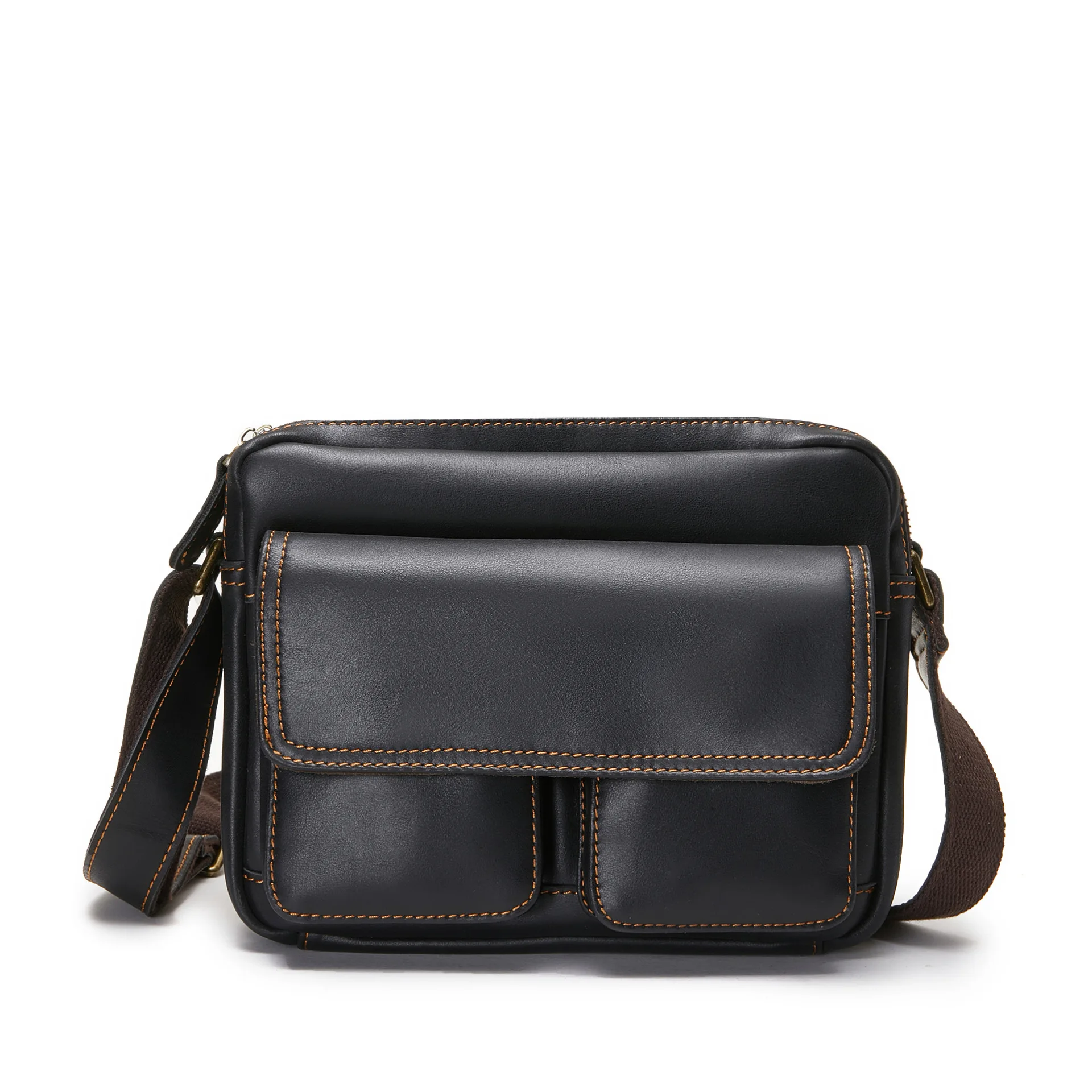 

Vintage Men's Top-Grain Leather Solid Color Shoulder Crossbody Sling | Famous Horse Leather Casual Trendy Business Casual Bag