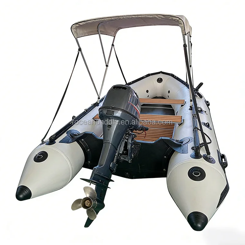 Customizable Aluminum Floor Inflatable Boat With Bimini Top CE Certified For River & Lake Use