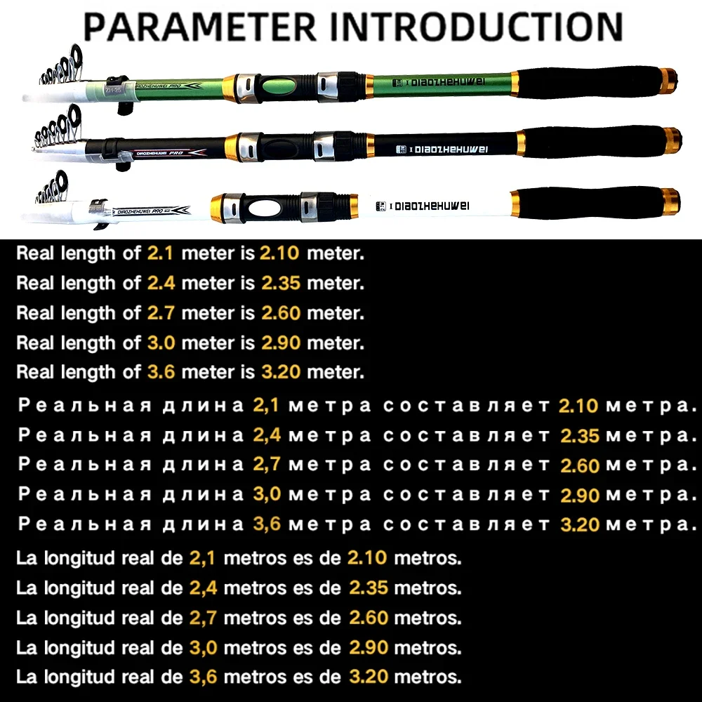 GHOTDA 2.1M -3.6M canna da pesca alla carpa alimentatore canna da pesca telescopica in fibra di carbonio FRP dura