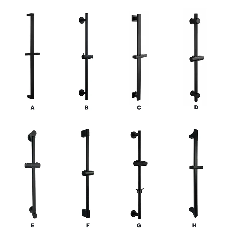 Montado na Parede do Chuveiro de Levantamento de Revestimento Preto Barra Corrediça Alta Pressão Chuveiro Mão Titular Ajustável Banheiro Barra Deslizante Ferroviário