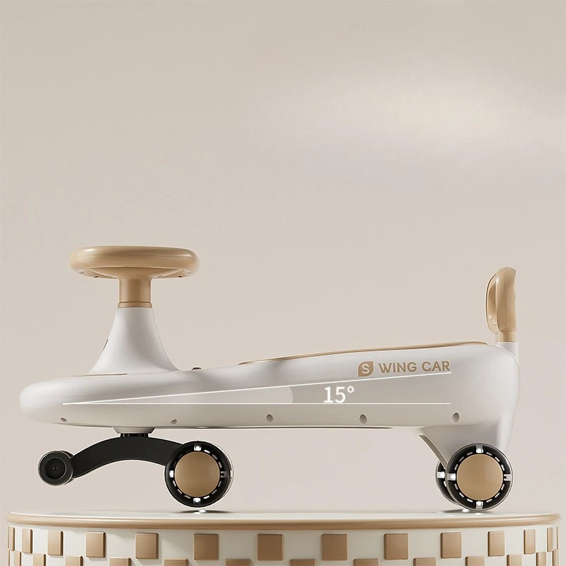 ‌Kids Ride-On Wiggle Car Ages 1-12Y: Anti-Tip Silent Wheels Music Toy w/ Parent-Child Seat Ergo Butterfly Handle-Learning Walker