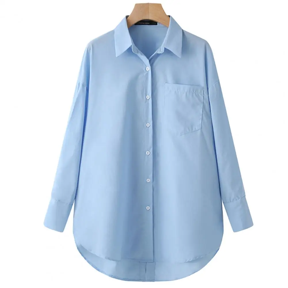 

Women Shirt Chic Versatile Women's Blouses Single-breasted Back Buttoned Soft for Commuting Work Style Women Long-sleeved Shirt