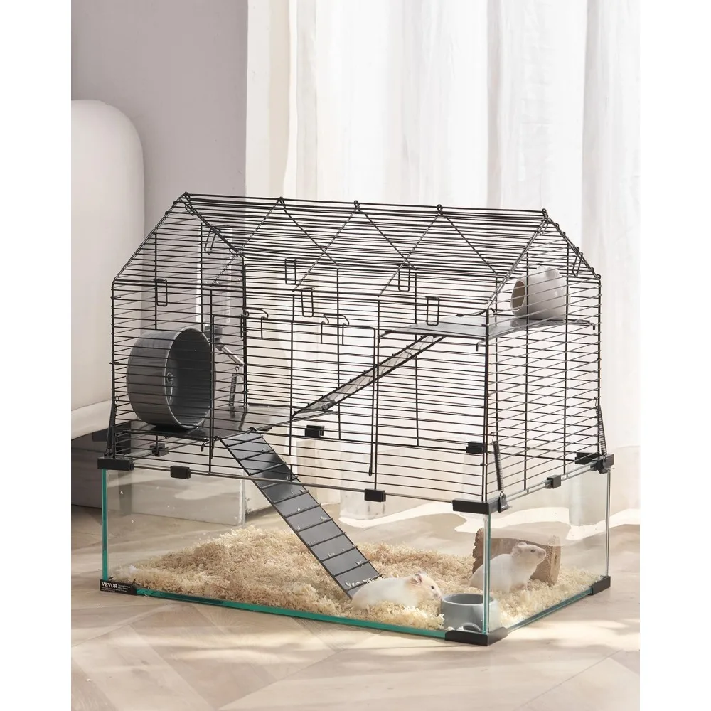 

Hamster Cage, 360° Viewing Transparent Hamster Habitats, Small Animal Cage, 22.8 x 15 x 21.3 in, Ventilated Pet Mouse Cage
