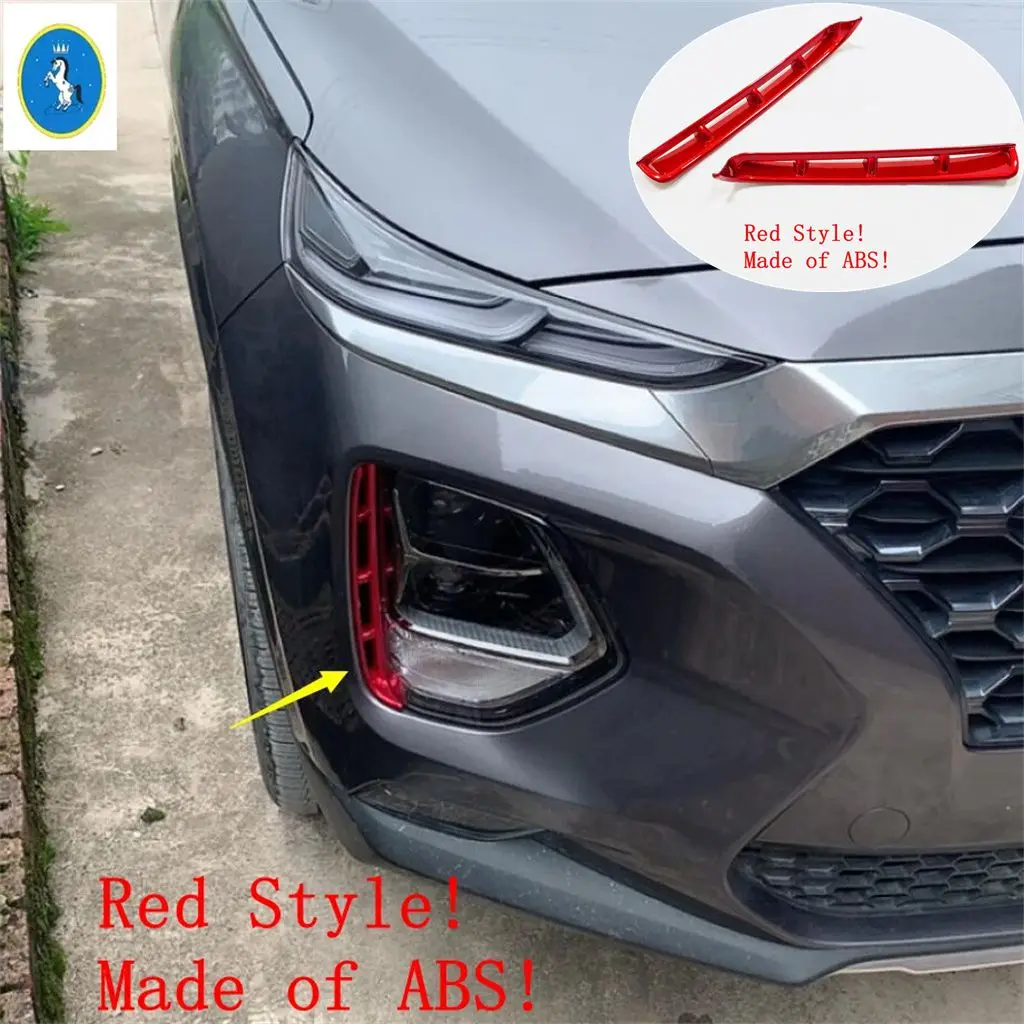 

Для Hyundai Santa Fe 2019-2023 автомобильные фары противотуманный комплект фары крышка воздухозаборника отделка внешние аксессуары красный/блестящий