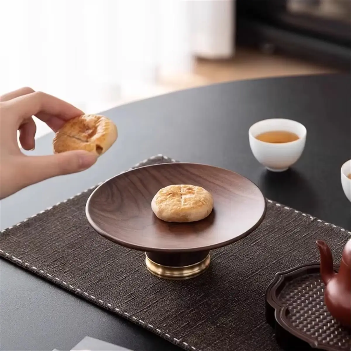 2026 New Tool Exquisite Walnut Wooden Tea Tray for Dried Fruits, Snacks, and Desserts