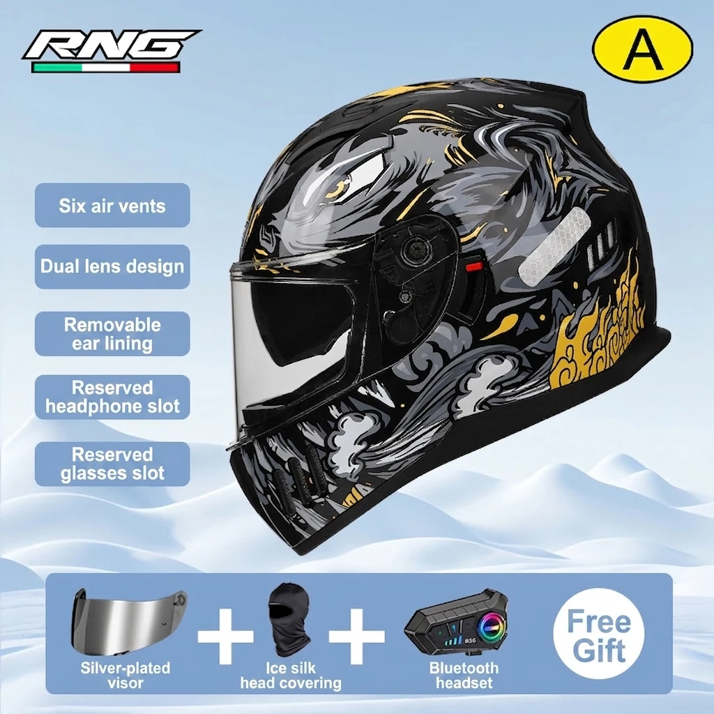 

MRC 2026 Full-Face Racing Helmet, Dual-Visor Protective Motorcycle Helmet Motorcycle Sports Helmet Bluetooth Port Visor Unisex