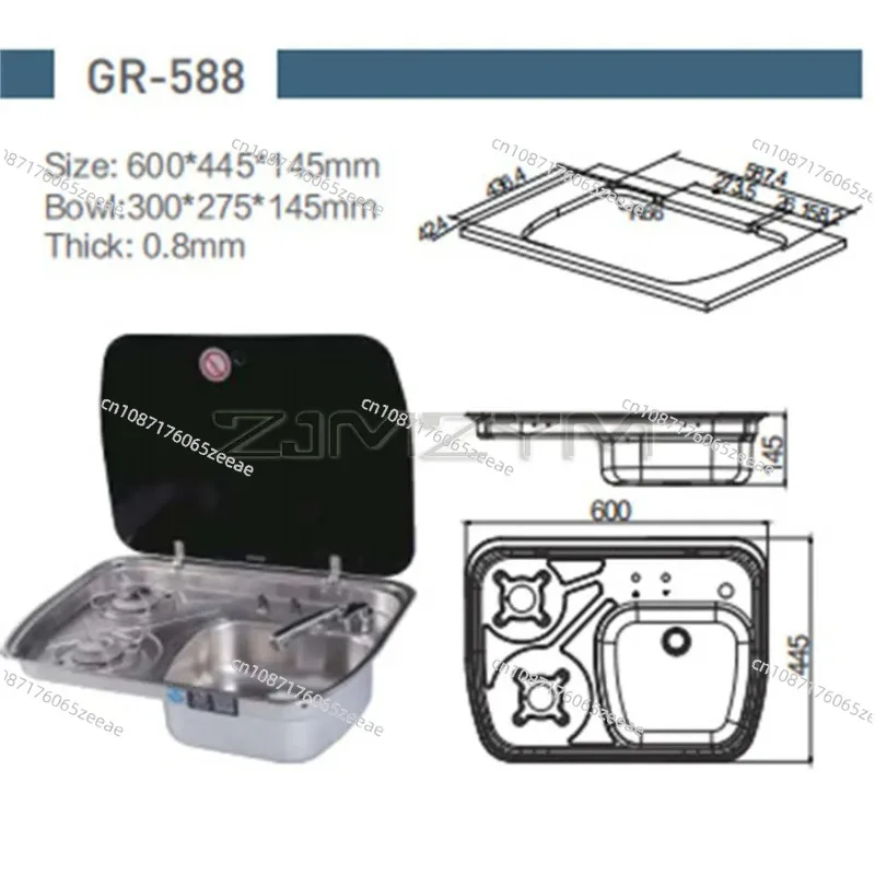 RV Gas Stove and Motorhome Sink Glass Cover Yacht Gas Stove Trailer Camper Van Accessories Dual Stove Gas