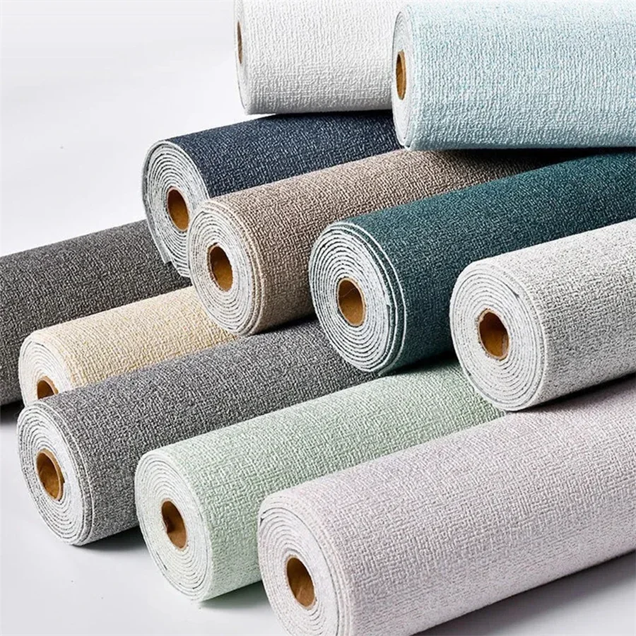 

Linen 3D Foam Self-adhesive PVC Solid Color Thickened Waterproof Background Wall Renovation Wallpaper Wall Stickers Home Decor