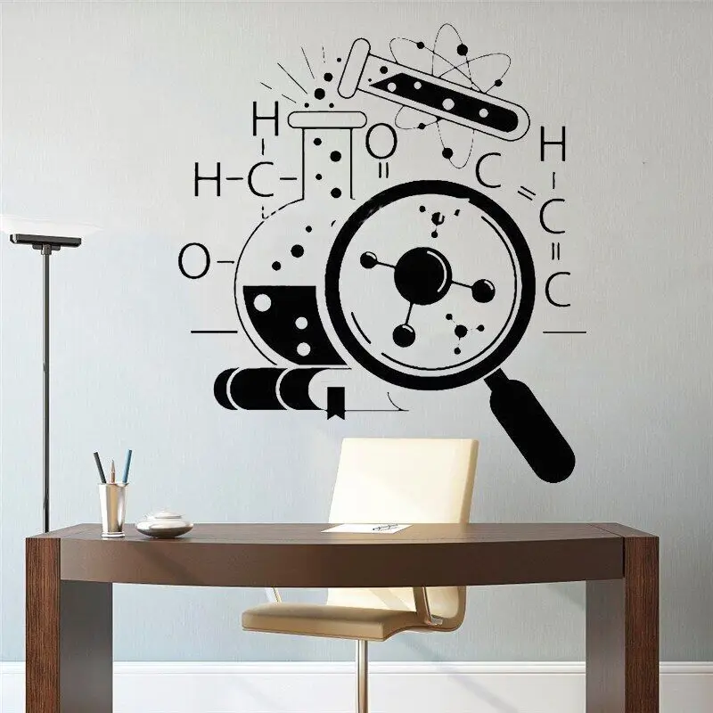 Scientific Chemistry Wall Stickers Teens Removable Room Decal Home Decor Reading Room Science Vinyl Laboratory Wall Decal HY527