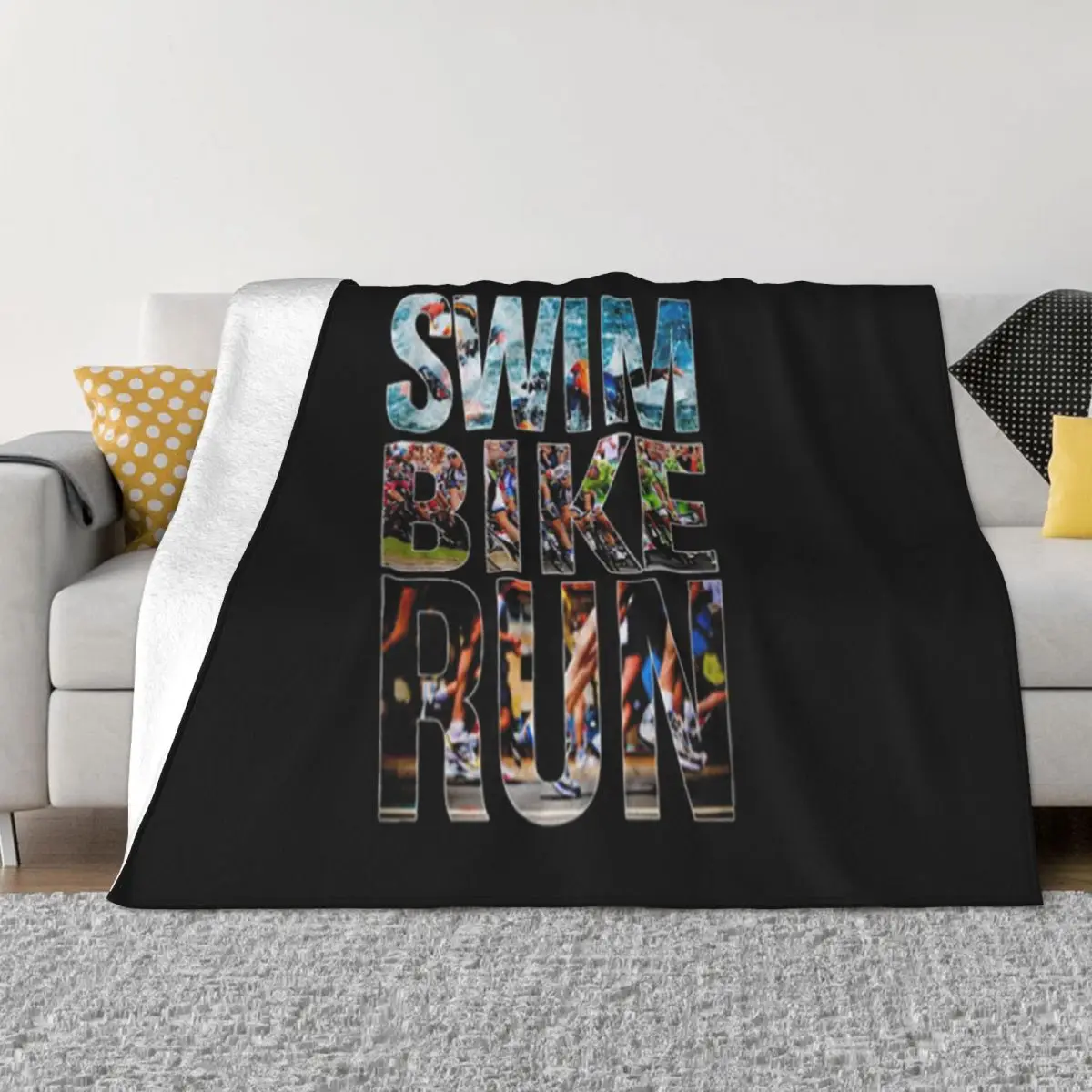 Swim Bike Run Triathlon Personality Male Teenage On Sale Leisure Many Colors Leisure Youth Middle Aged Throw Blanket