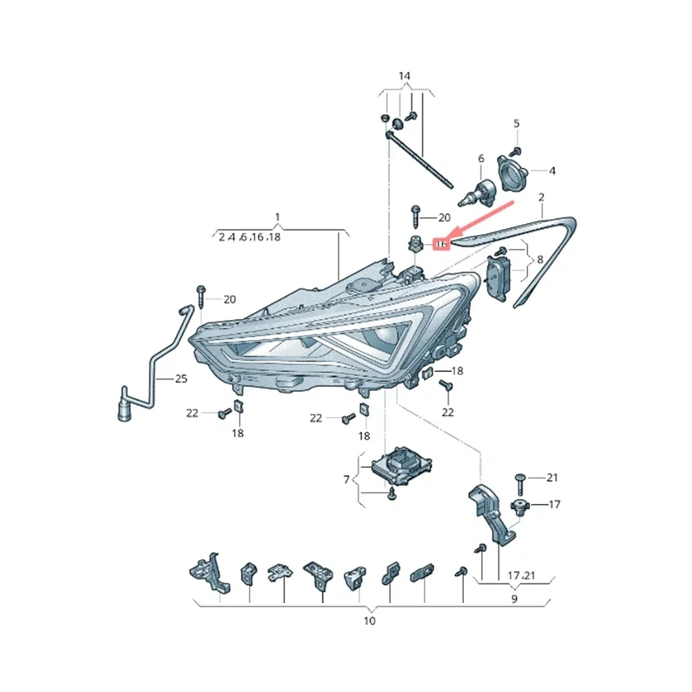 Auto Headlight Component Compensating Plate Auto Repair Headlight Installation Metal ABS Construction Black Silver