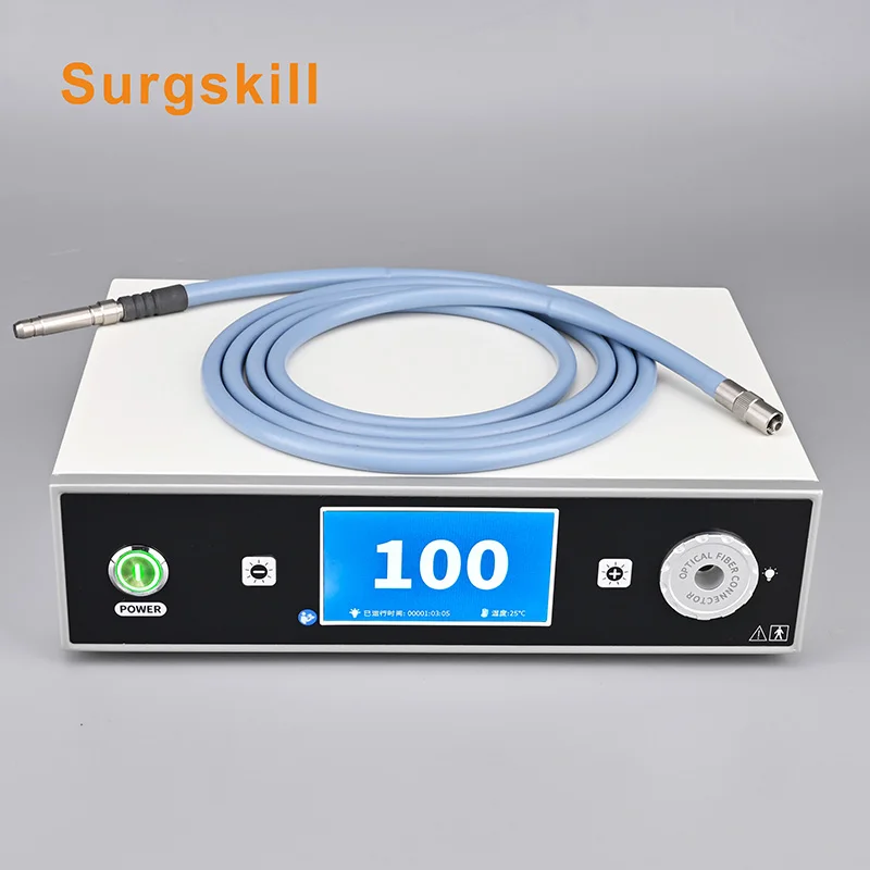 100W Medical Cold Light Source with Fiber Cable for Endoscopy Surgery and Inspection also Teaching