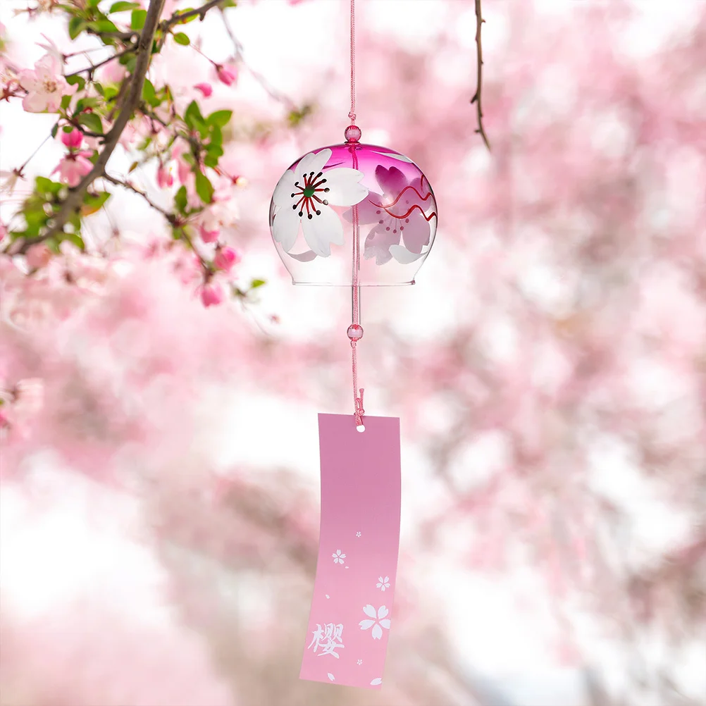 

2Pcs Japanese Wind Chime Glass Hanging Ornament Soothing Sound Decor for Garden Porch Indoor Space Traditional Design