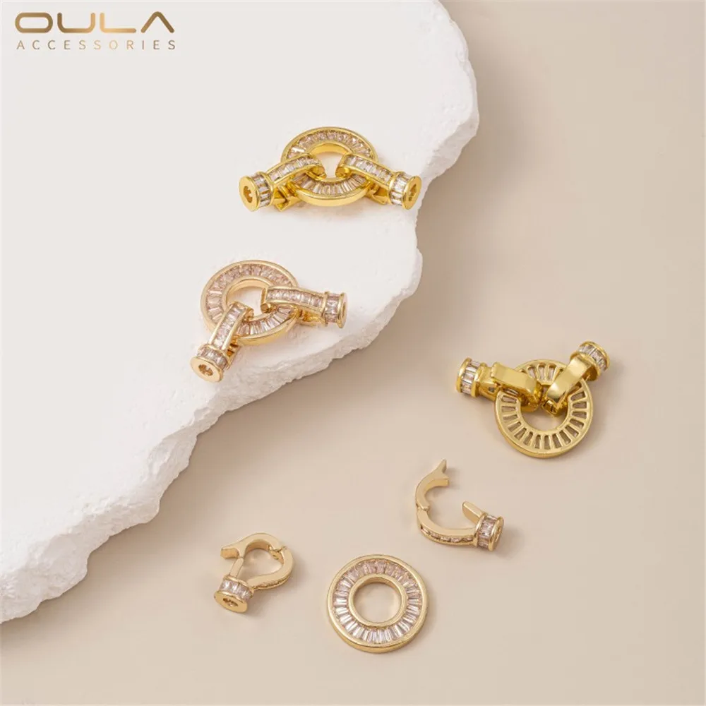 

1pcs Pearl Clasp 14K Gold, 18K Gold Color Preservation Zircon Round Bracelet Clasp, Diy Handmade Necklace, Universal Clasp