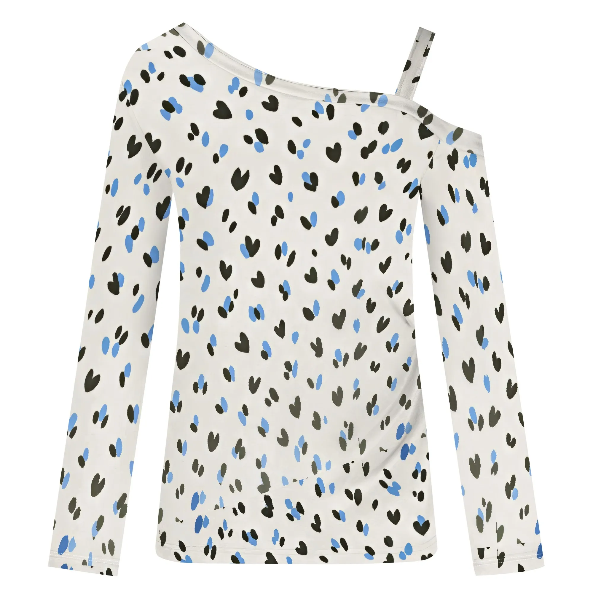 여성용 꽃 프린트 크루 넥 콜드 숄더 블라우스 여름 캐주얼 Boho Chic Cotton Blend Long Sleeve Tunic Top