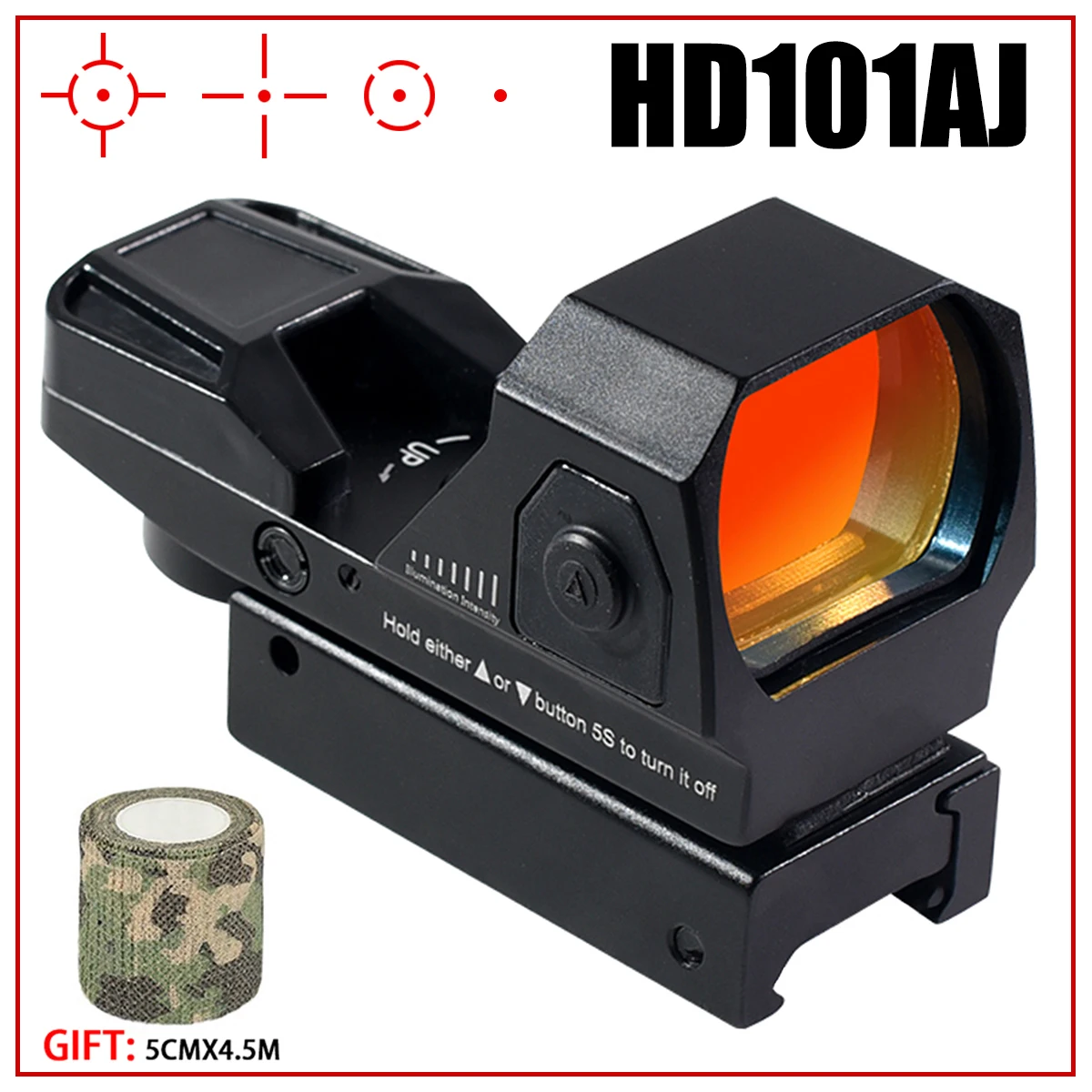 Red Dot Sight Reflex 4 Reticle Optics Collimator Hunting Scopes Shooting Training Riflescope Hd101AJ Fit 20mm Weaver Rail