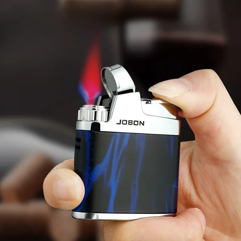 2024 New Metal JOBON Direct Charge Windproof Lighter Creative Butane Gas Inflatable Red Flame Lighter Smoking Accessories Gift