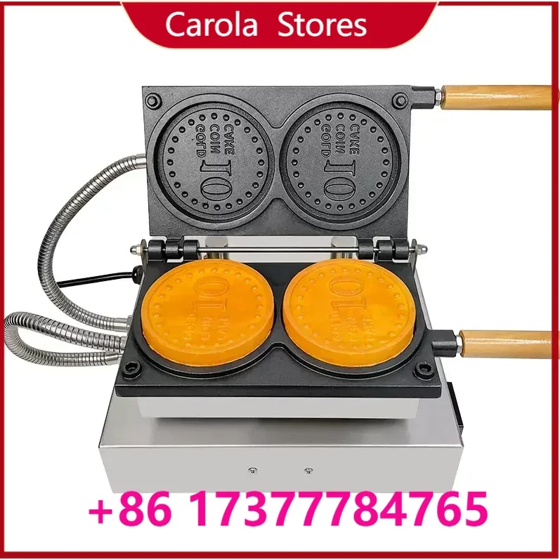 hot selling fancy snack equipment- commercial golden coin shape waffle maker