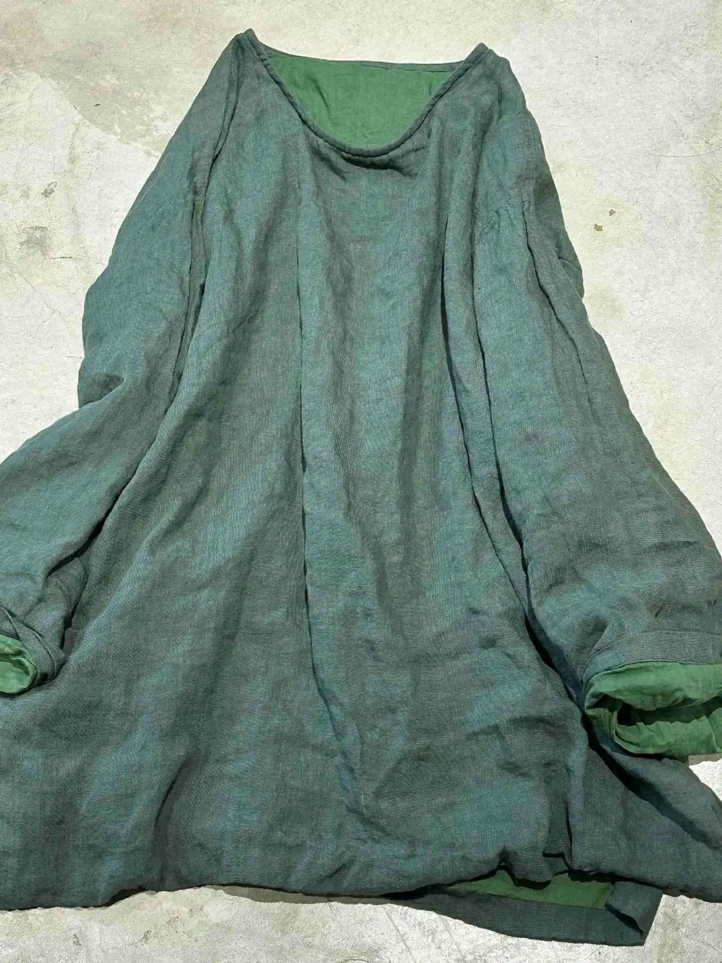 

Double Layer Linen Oversized Long Sleeve Mid-Length Pullover Jacket Innerwear Outerwear Versatile Women's plus Size Coat