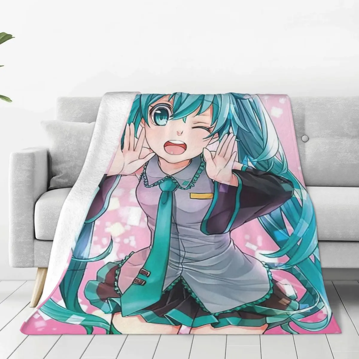 Project Sekai Cute Cirl Blankets Miku Flannel Throw Blanket Summer Air Conditioning Printed Lightweight Bedspreads