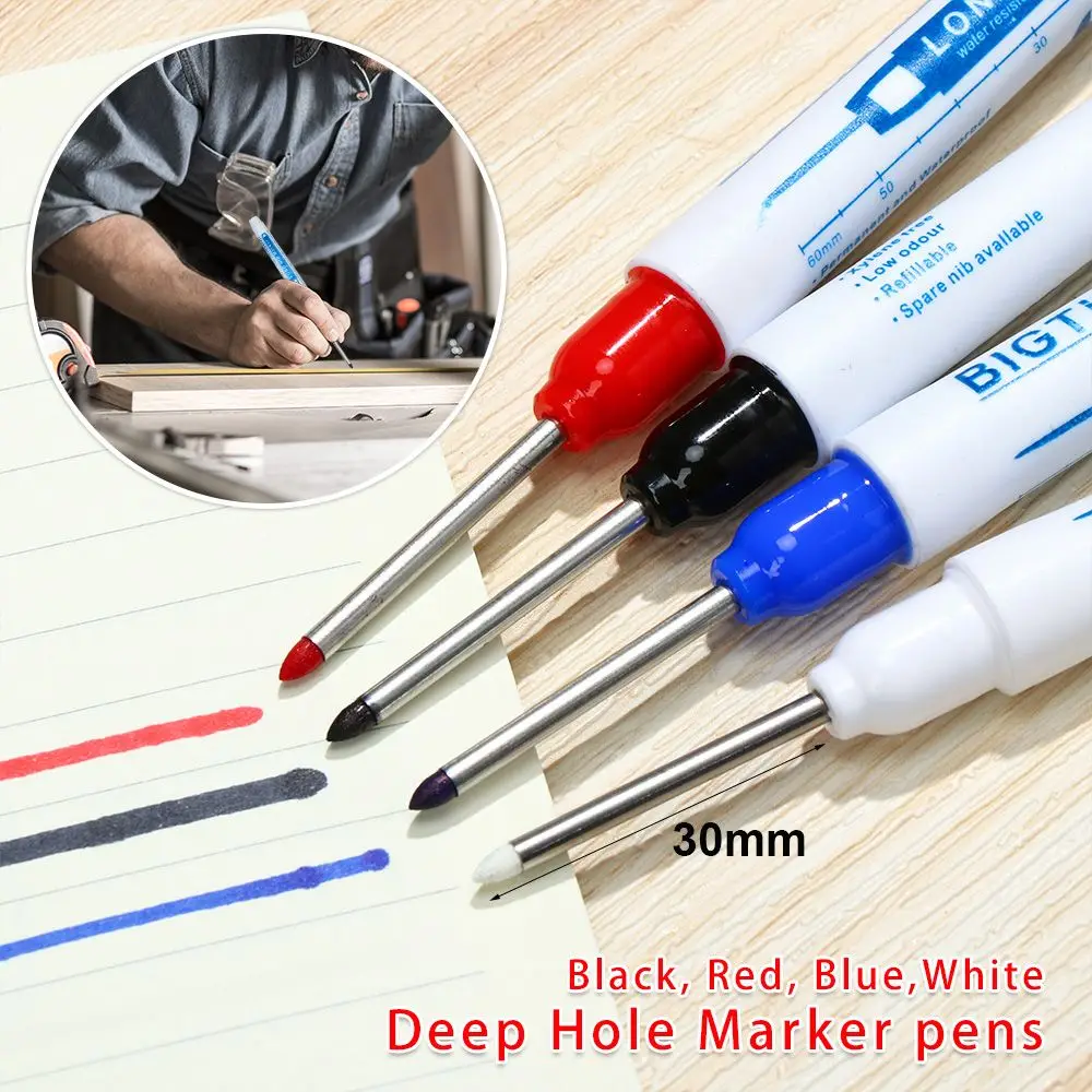 30mm Useful Craftwork Woodworking Decor Long Head Markers Mark Tool Carpenter Pen Deep Hole Marker Pens