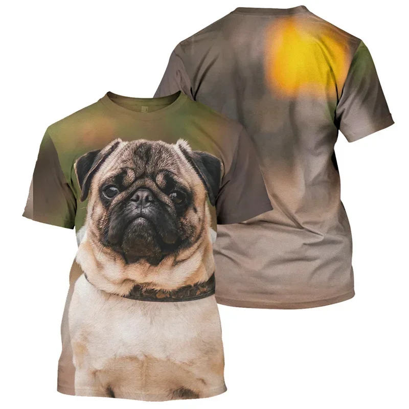 

Summer Men Fashion Casual Round Neck Short-sleeved Corgi French Bulldog Pug 3D Print T-shirt Bullhead Terrier T Shirts Tops