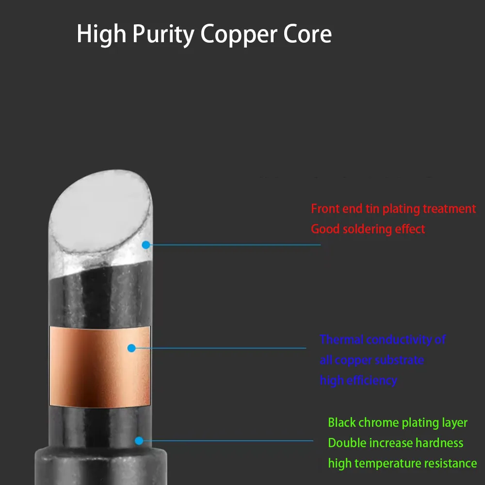 1/5Pcs New 900M-T Series Lead-Free Black Diamond Pure Copper Soldering Iron Tip Welding Repair Tool