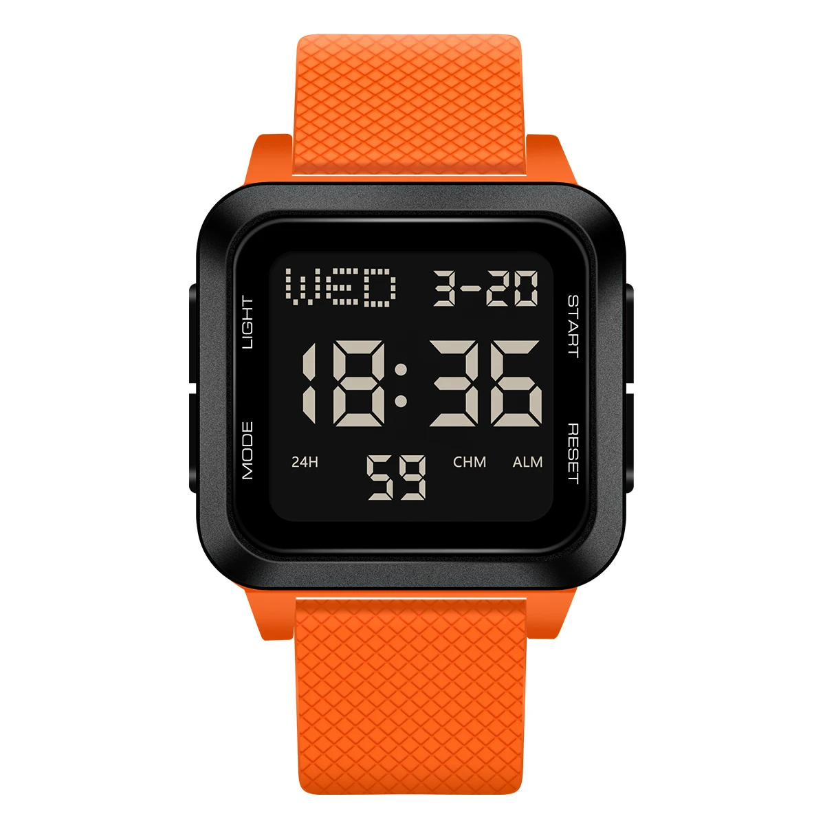 Men's sports watch, electronic waterproof LED digital watch, student alarm clock, countdown square electronic watch