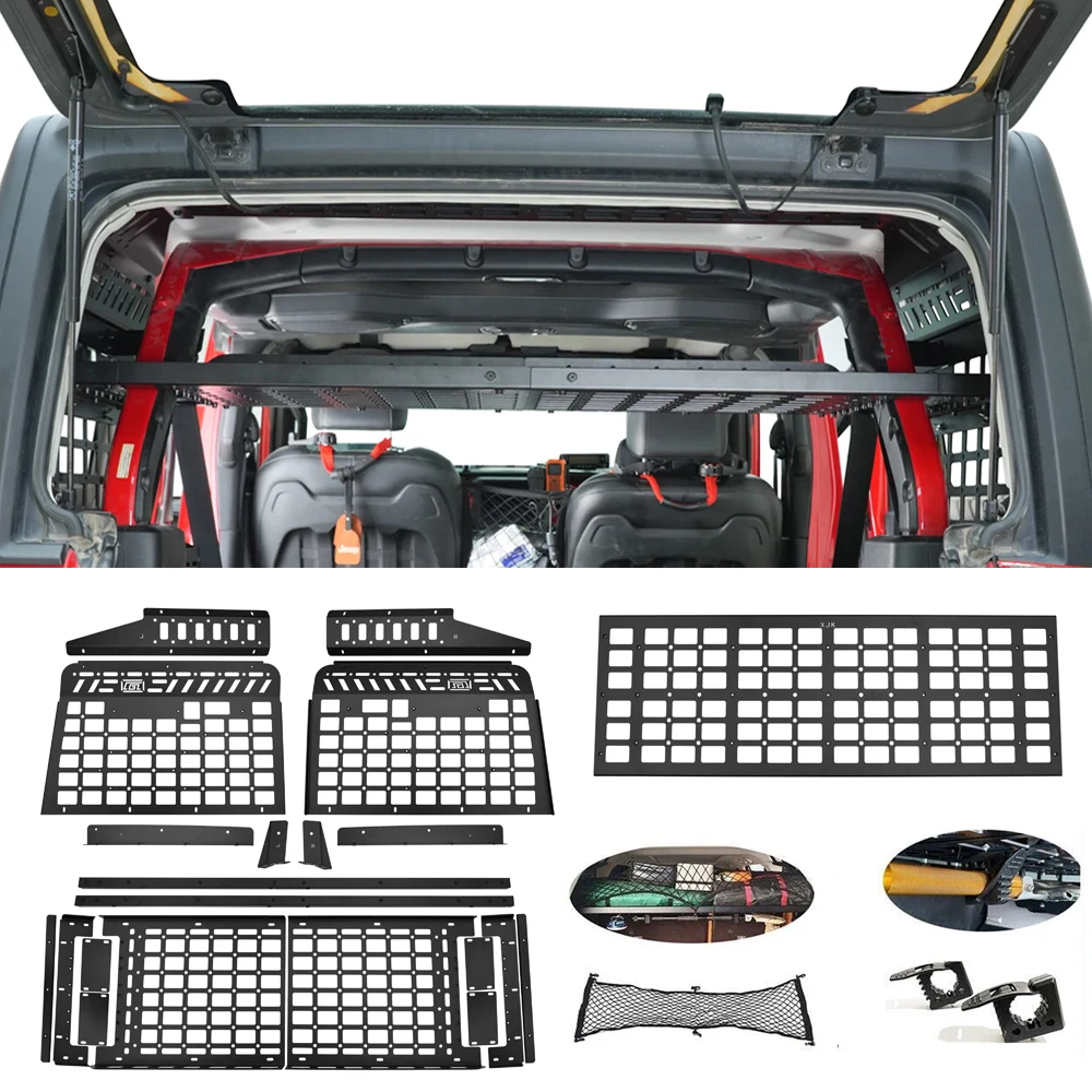 For Jeep Wrangler JL Hardtop 4-Door 2018-2025 Modular Storage Panel Shelf Modification Rear Trunk Debris Rack Molle Panel