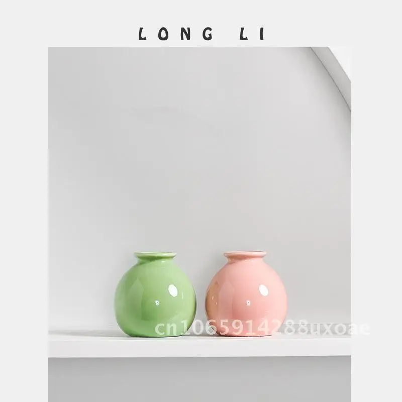 

Mini ceramic vase, minimalist home decor, living room foyer decoration, soft furnishings, dried flowers, hydroponics