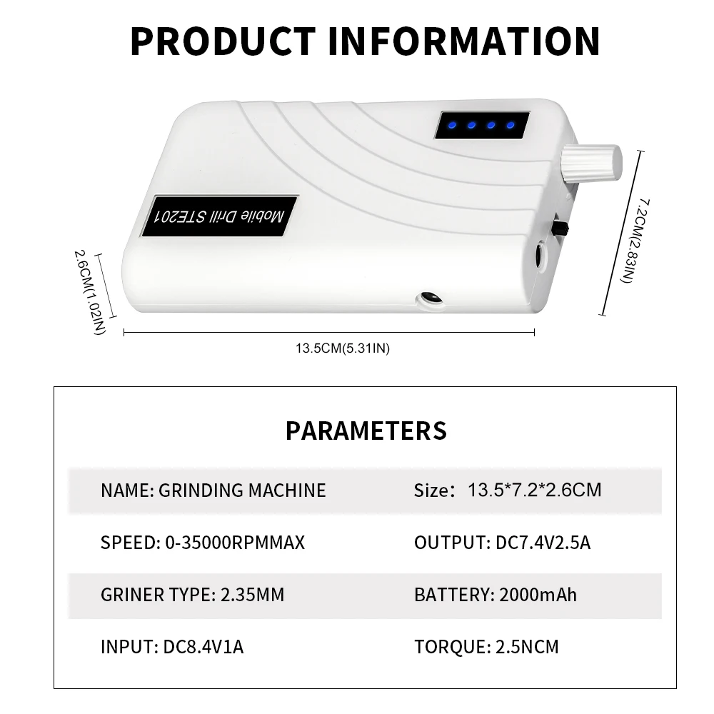 Oplaadbare elektrische nagelpolijstmachine, draagbare 35000 RPM nagelboor met 12 stuks zandwrijfstrips en slijpkopset voor salon