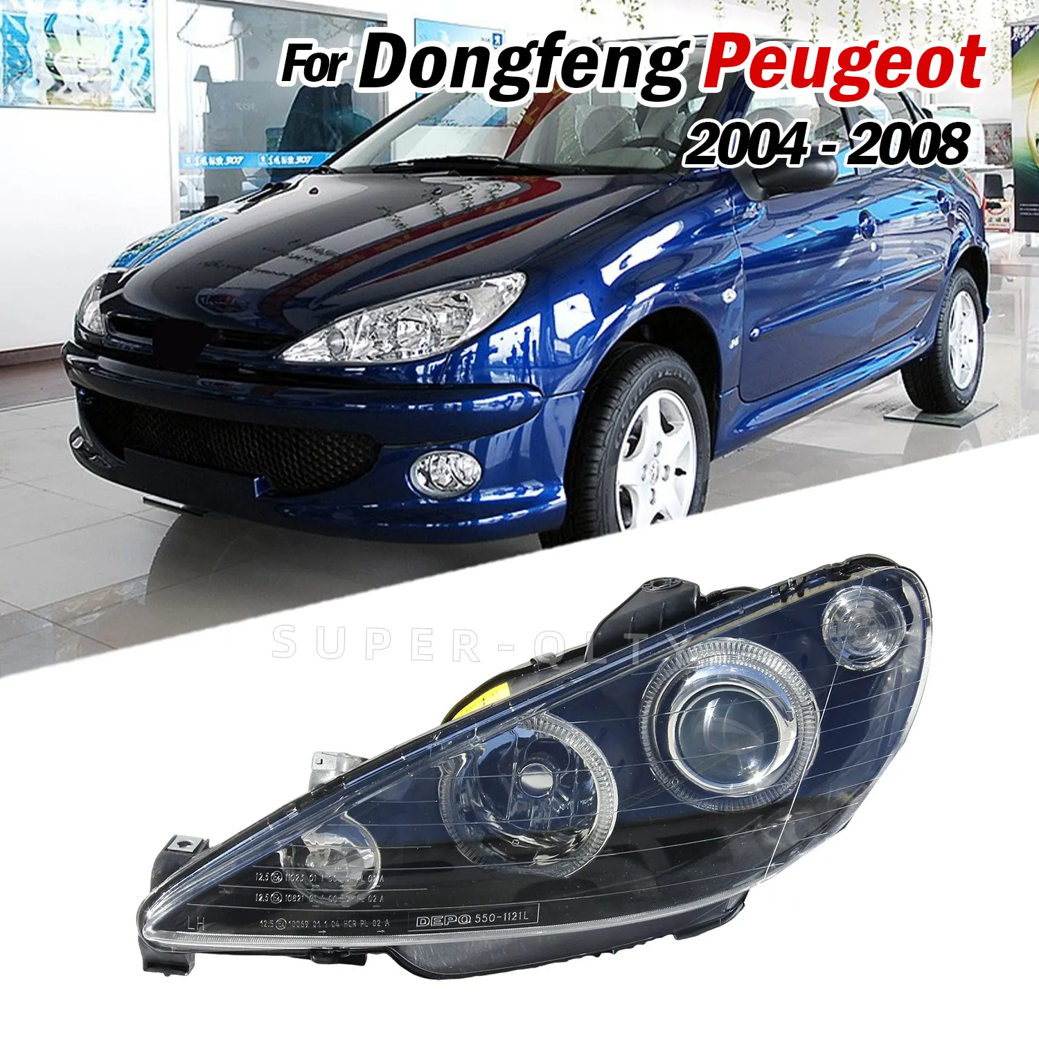 DEPO Headlights For Dongfeng Peugeot 2004-2008 LED Head Lamp Upgrade Lamps Auto Accessories 2 PCS