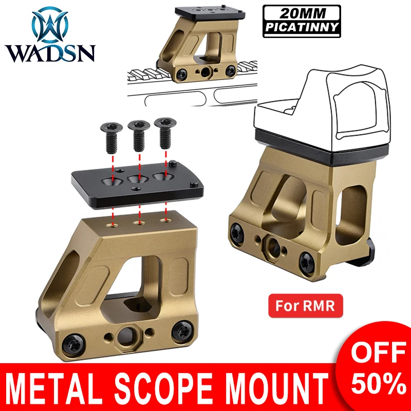 WADSN Tactical Metal Scope MRD Optic Mount For RMR Red Dot Sight Elevated Base Fit 20mm Picatinny Rail Airsoft Hunting Riser