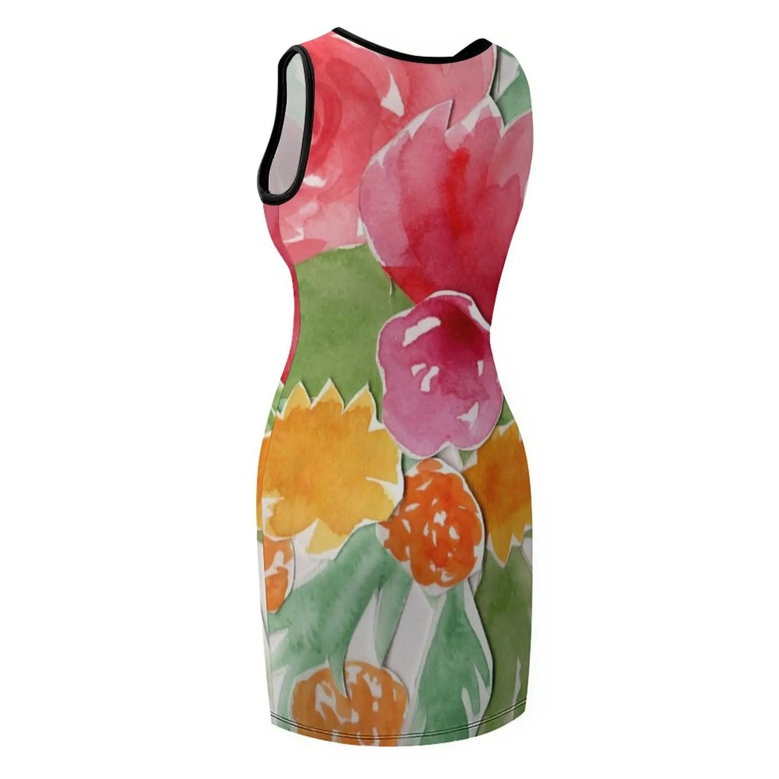 Bloemen aquarel boeket mouwloze zonnejurk dameskleding damesmode