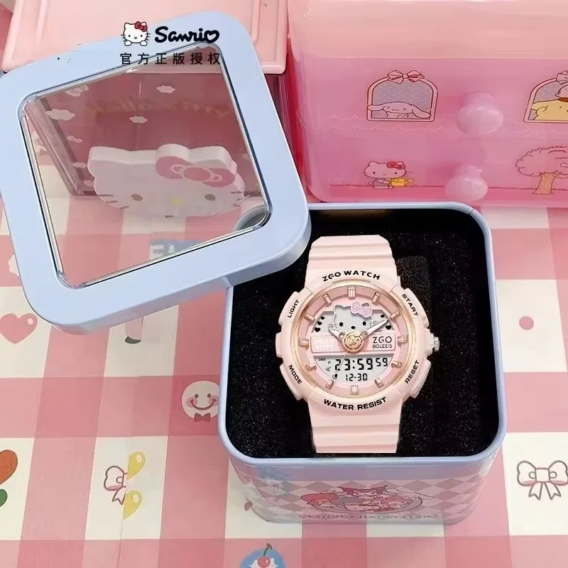 Hot Sale New Wristwatch Girl Alarm Clock Hello Kitty Waterproof Sports Digital Watch My Melody Kuromi Little Twins Watches Gifts