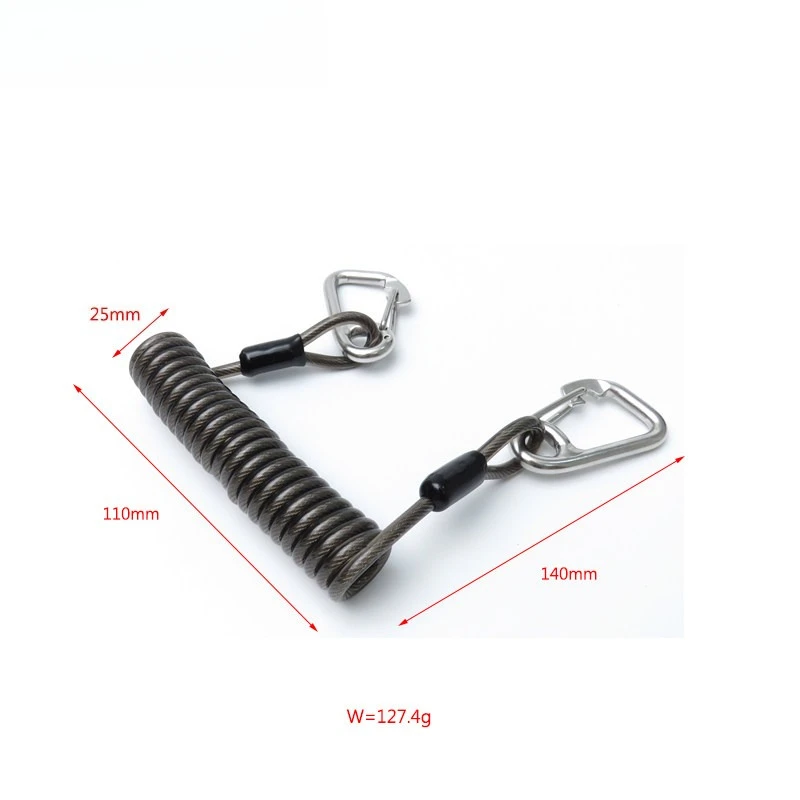 Diving Stainless Steel Buckle Bag TPU Spring Lanyard Safety Buckle Rope Camera Missing Rope Quick Release Outdoor Accessories