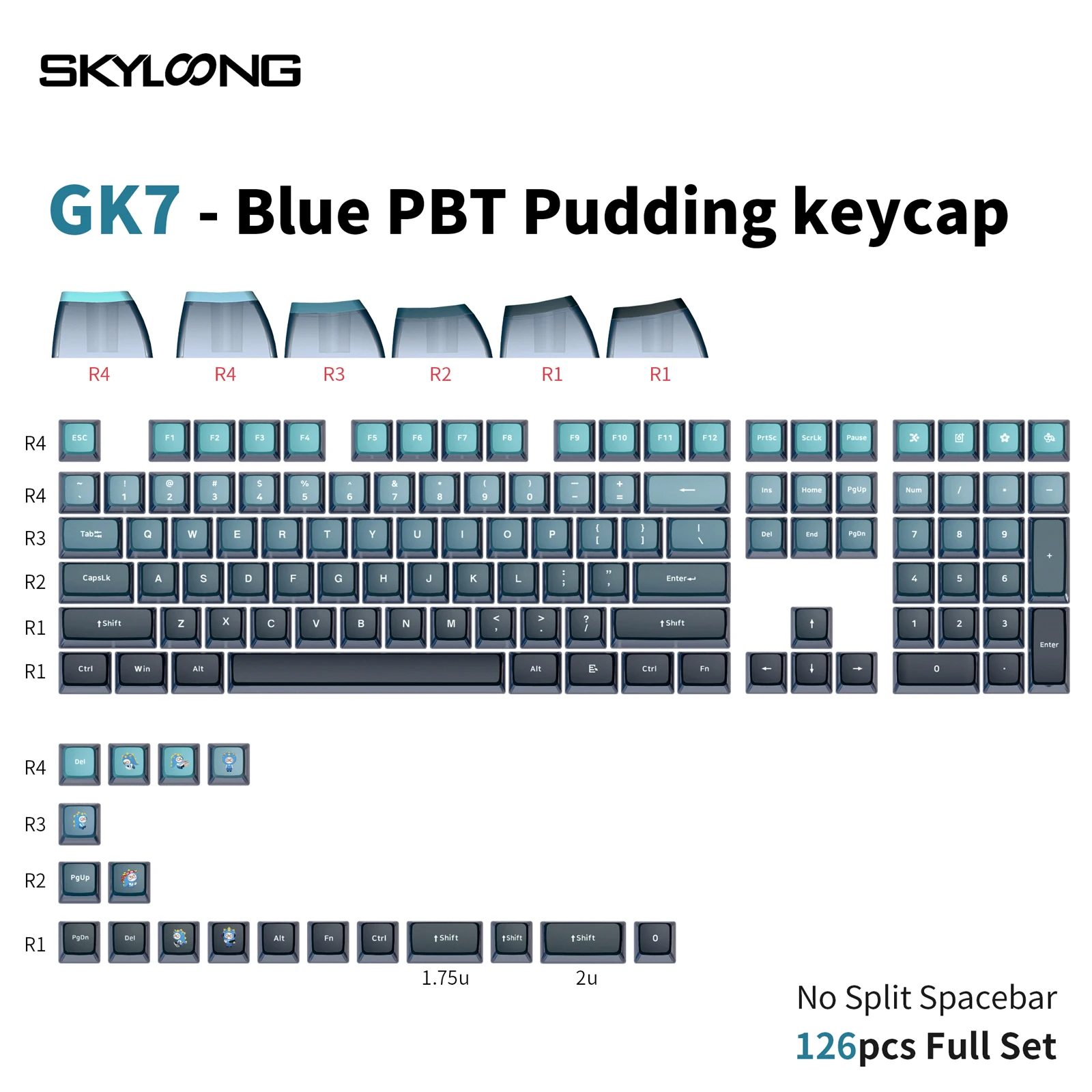 Skyloong-Doubleshots e Dye Subbed Keycap Set, Back Lit, Geleia, Teclado, GK7, Bm60, CSCT75, Pôquer, 87 Tkl, 104, Rosa Neon, Blush