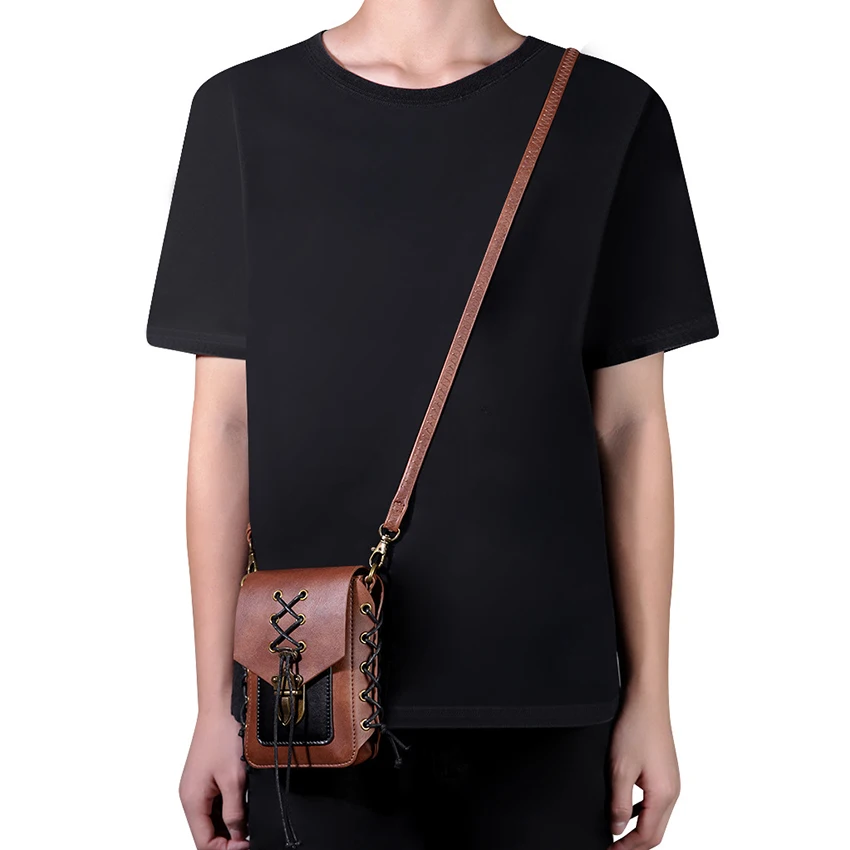 

PU Leather Crossbody Bag Messenger Women Man Medieval Steampunk Fashion Phone Packet Portable Gothic Vintage Bag