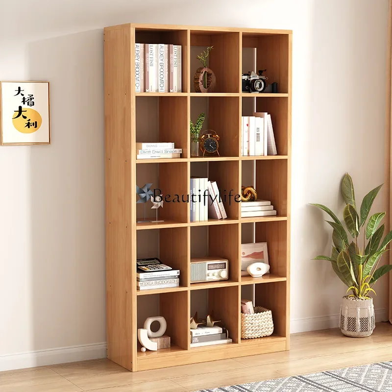 35*Doorless bookshelf floor simple combination cabinet multi-layer lattice cabinet living room